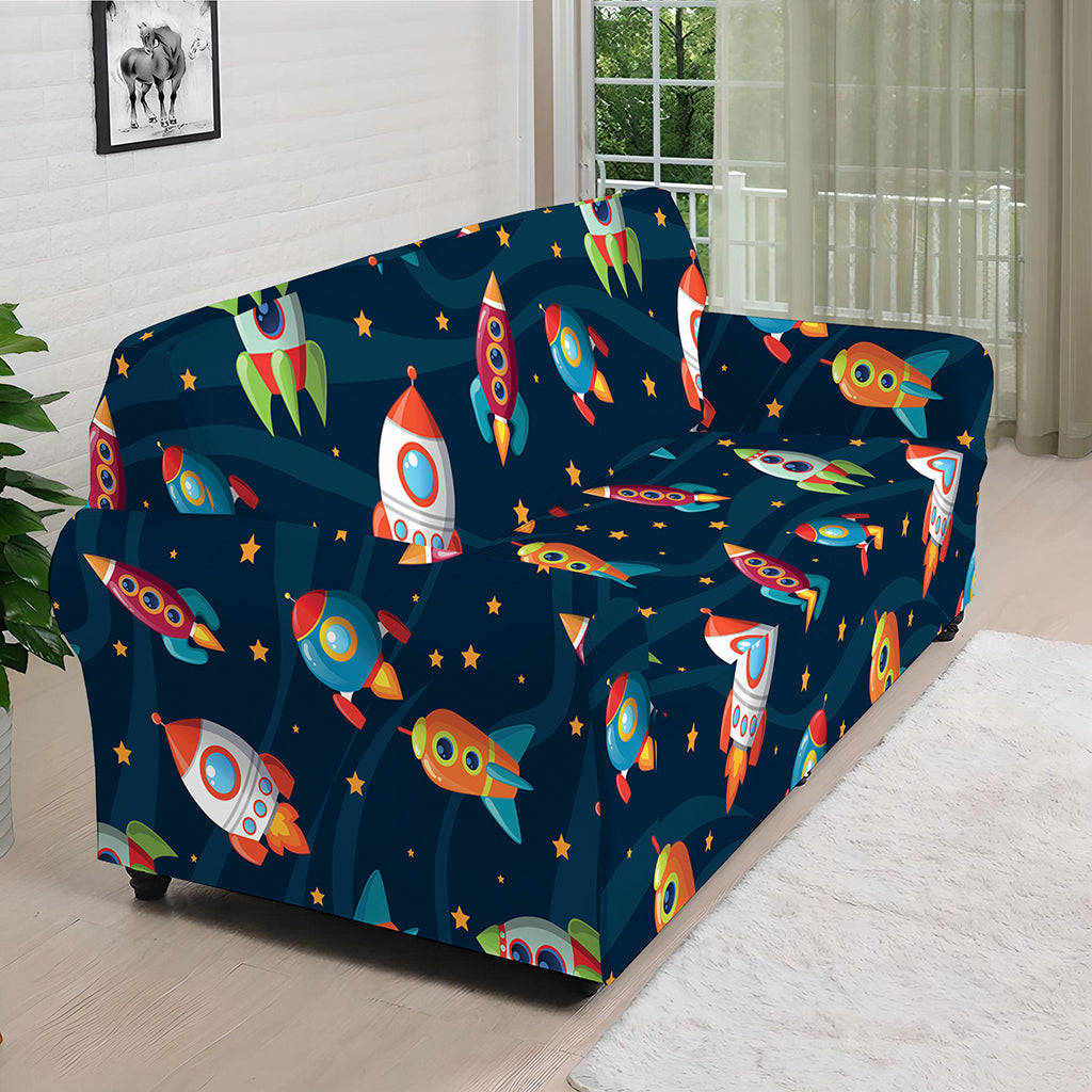 Rockets And Stars Pattern Print Sofa Cover