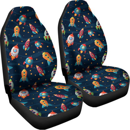 Rockets And Stars Pattern Print Universal Fit Car Seat Covers