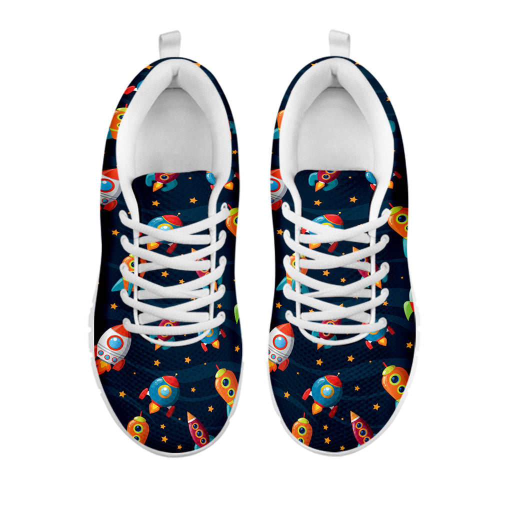 Rockets And Stars Pattern Print White Sneakers
