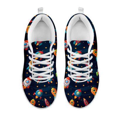 Rockets And Stars Pattern Print White Sneakers
