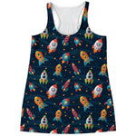 Rockets And Stars Pattern Print Women's Racerback Tank Top