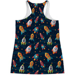 Rockets And Stars Pattern Print Women's Racerback Tank Top