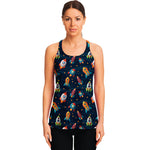 Rockets And Stars Pattern Print Women's Racerback Tank Top
