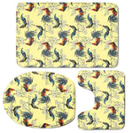 Rooster And Flower Pattern Print 3 Piece Bath Mat Set