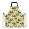 Rooster And Flower Pattern Print Apron