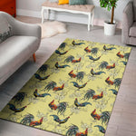 Rooster And Flower Pattern Print Area Rug