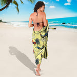 Rooster And Flower Pattern Print Beach Sarong Wrap