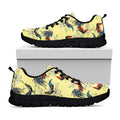 Rooster And Flower Pattern Print Black Running Shoes