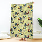 Rooster And Flower Pattern Print Blanket