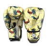 Rooster And Flower Pattern Print Boxing Gloves