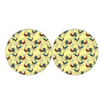 Rooster And Flower Pattern Print Car Coasters