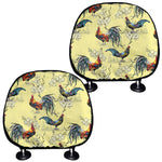 Rooster And Flower Pattern Print Car Headrest Covers