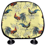 Rooster And Flower Pattern Print Car Headrest Covers