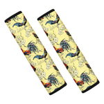 Rooster And Flower Pattern Print Car Seat Belt Covers