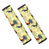 Rooster And Flower Pattern Print Car Seat Belt Covers