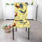 Rooster And Flower Pattern Print Dining Chair Slipcover