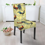 Rooster And Flower Pattern Print Dining Chair Slipcover