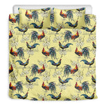 Rooster And Flower Pattern Print Duvet Cover Bedding Set