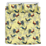 Rooster And Flower Pattern Print Duvet Cover Bedding Set