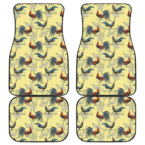 Rooster And Flower Pattern Print Front and Back Car Floor Mats