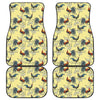 Rooster And Flower Pattern Print Front and Back Car Floor Mats