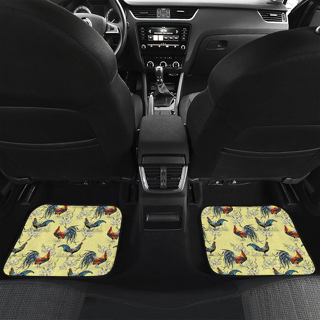 Rooster And Flower Pattern Print Front and Back Car Floor Mats