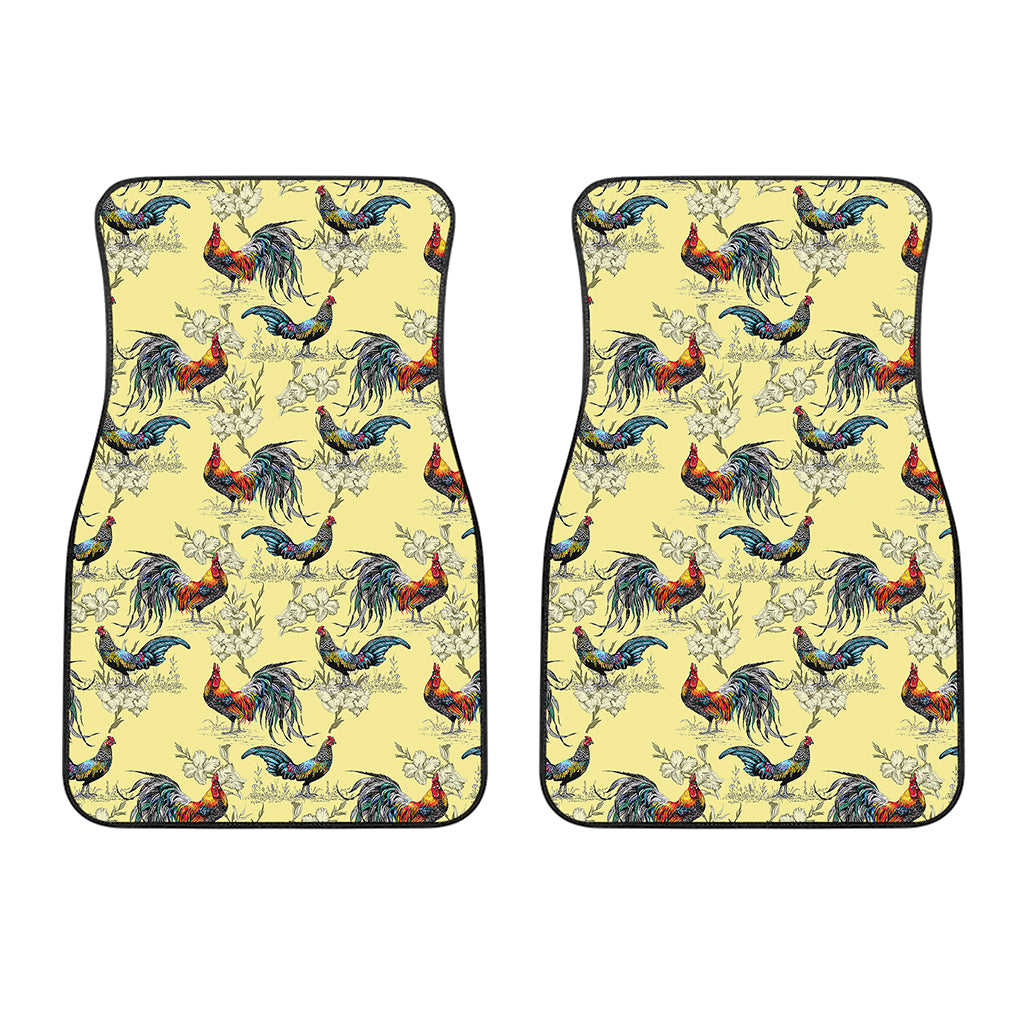 Rooster And Flower Pattern Print Front Car Floor Mats