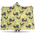Rooster And Flower Pattern Print Hooded Blanket