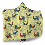 Rooster And Flower Pattern Print Hooded Blanket