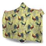 Rooster And Flower Pattern Print Hooded Blanket
