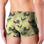 Rooster And Flower Pattern Print Men's Boxer Briefs