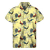 Rooster And Flower Pattern Print Men's Short Sleeve Shirt