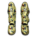 Rooster And Flower Pattern Print Muay Thai Shin Guards