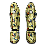 Rooster And Flower Pattern Print Muay Thai Shin Guard