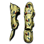 Rooster And Flower Pattern Print Muay Thai Shin Guard