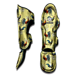 Rooster And Flower Pattern Print Muay Thai Shin Guard