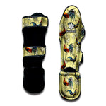 Rooster And Flower Pattern Print Muay Thai Shin Guard