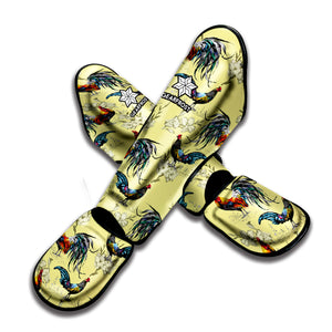 Rooster And Flower Pattern Print Muay Thai Shin Guard