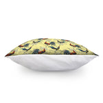 Rooster And Flower Pattern Print Pillow Cover