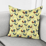 Rooster And Flower Pattern Print Pillow Cover