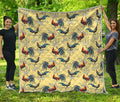 Rooster And Flower Pattern Print Quilt