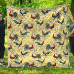 Rooster And Flower Pattern Print Quilt
