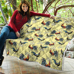 Rooster And Flower Pattern Print Quilt