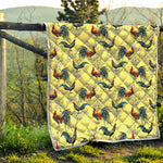 Rooster And Flower Pattern Print Quilt