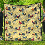 Rooster And Flower Pattern Print Quilt