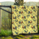 Rooster And Flower Pattern Print Quilt