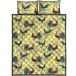 Rooster And Flower Pattern Print Quilt Bed Set