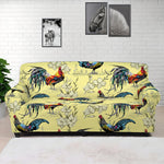 Rooster And Flower Pattern Print Sofa Cover