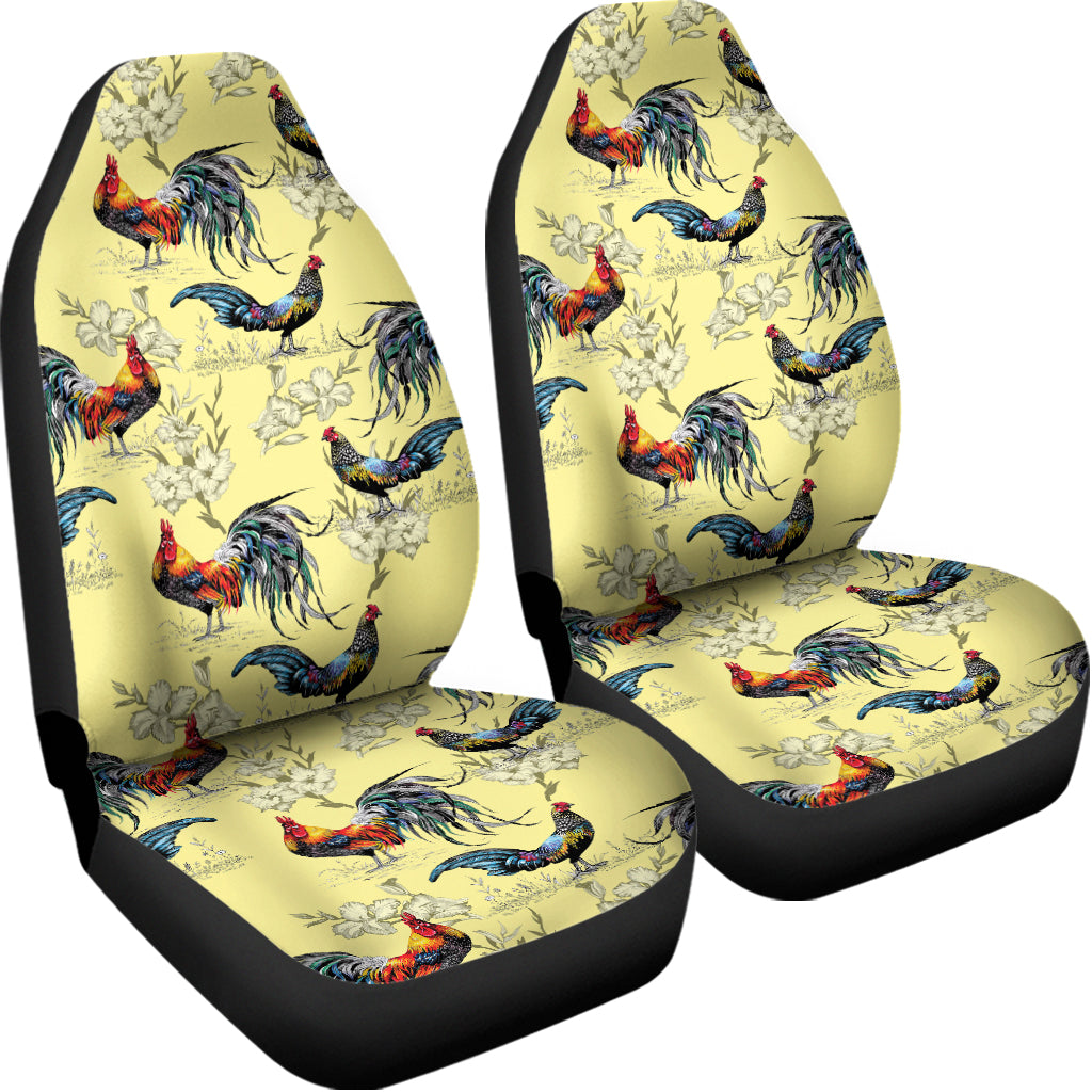 Rooster And Flower Pattern Print Universal Fit Car Seat Covers