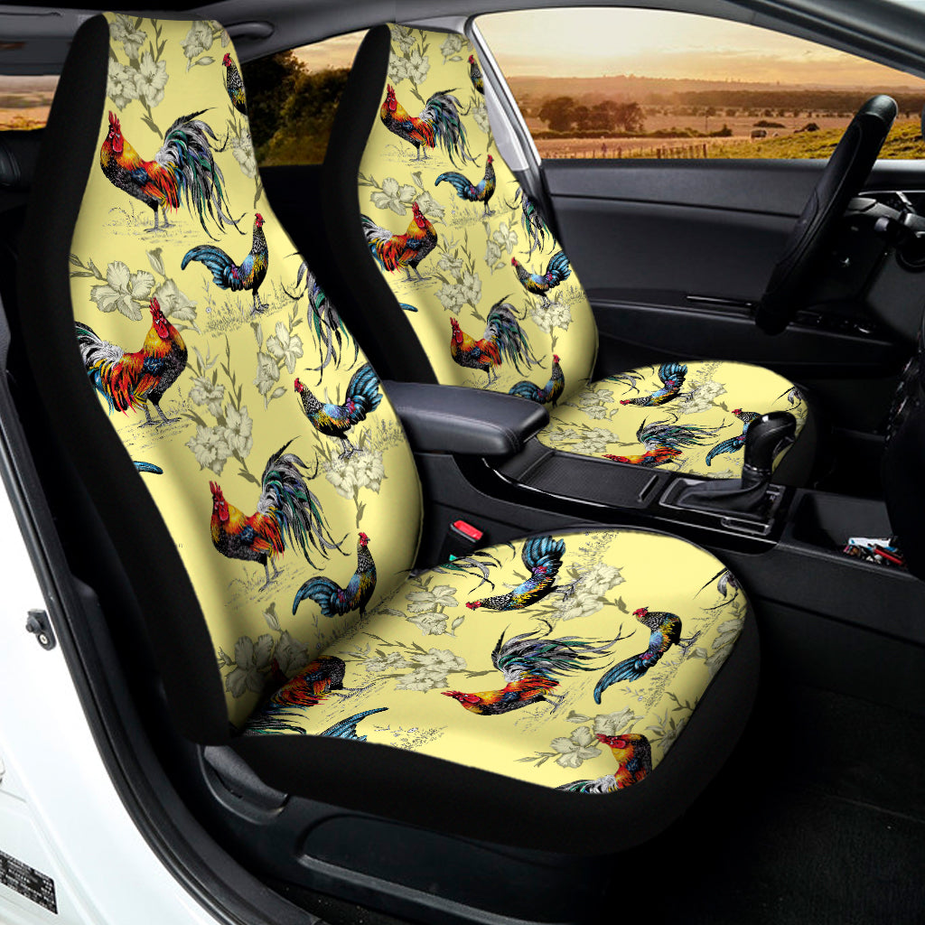 Rooster And Flower Pattern Print Universal Fit Car Seat Covers